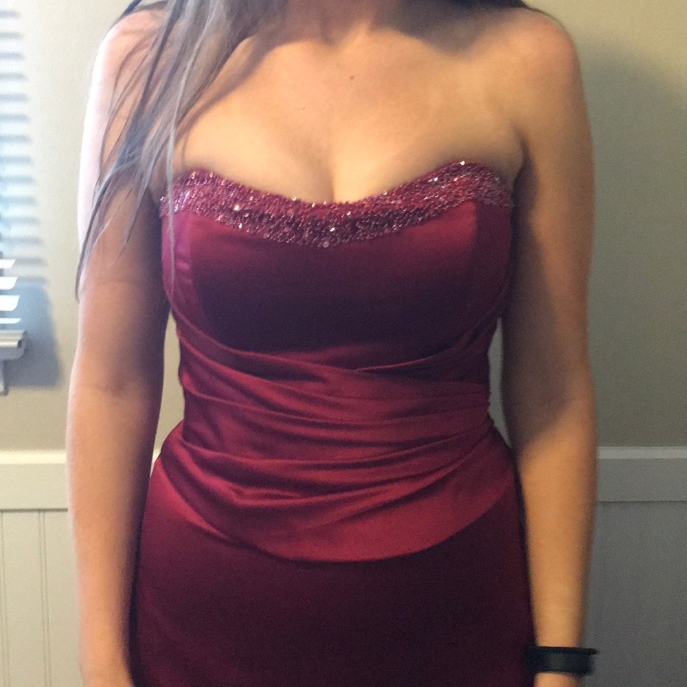 Strapless Red Formal Dress